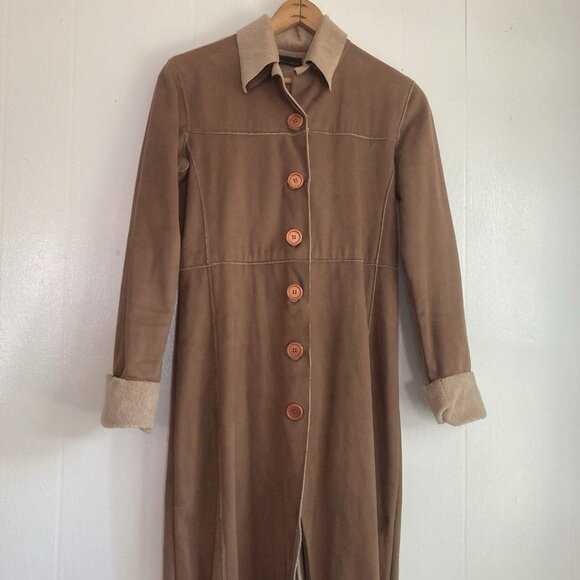 VTG Suede Leather Coat Equestrian Long Jacket MIDI Western Boho Hippie Fits 38” - Picture 4 of 16